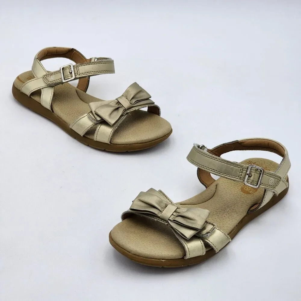 Stride Rite Kids Cesia Bow Strappy Sandals Comfort Shoes Gold Big Kid's Size 3